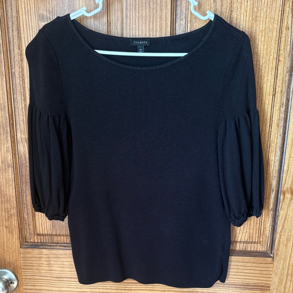 Talbots Women's Black Sweater Blouse -Medium